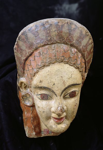 Antefix med kvindehoved, fra Cerveteri (keramik) af Etruscan